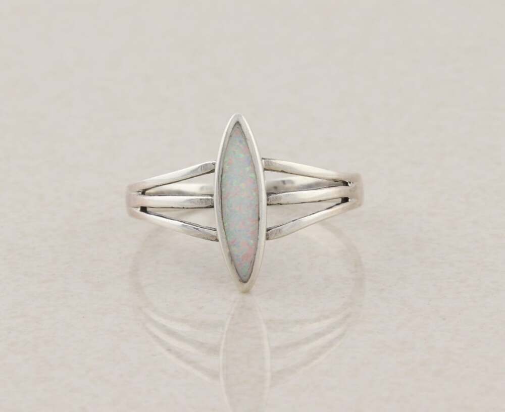 Sterling Silver Lab Created Opal Ring Size 10